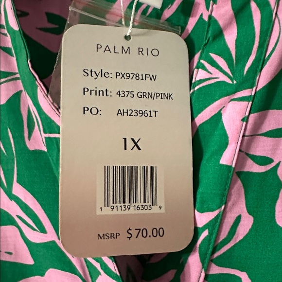 NWT Palm Rio Floral Green and Pink Dress - Picture 4 of 6